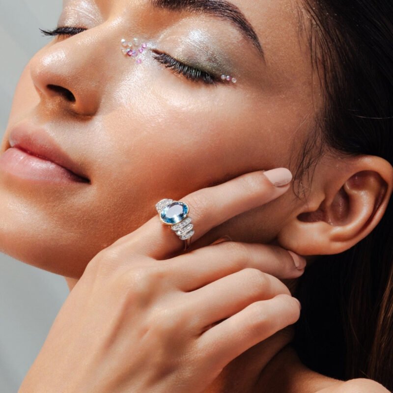 14k gold oval cut aquamarine diamond solitaire ring gj255 2