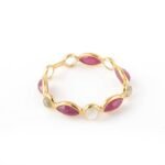 18K Solid Gold Ruby & Rainbow Moonstone Eternity Band - Image 4