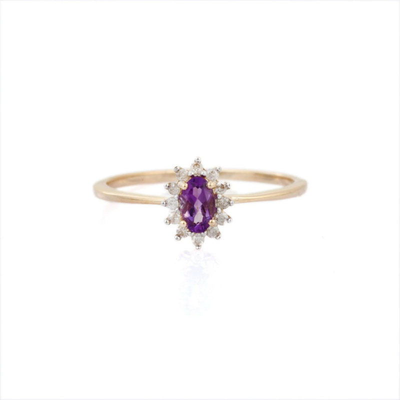 14k solid gold amethyst diamond ring gj639 1