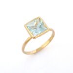 18K Solid Gold Aquamarine Ring - Image 3