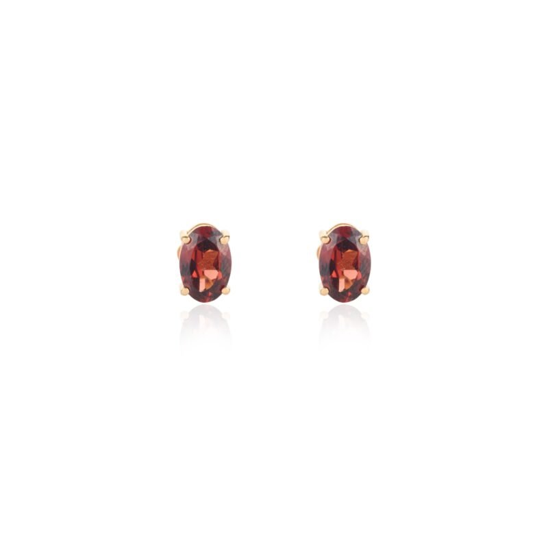 14k solid gold garnet oval studs gj343 1