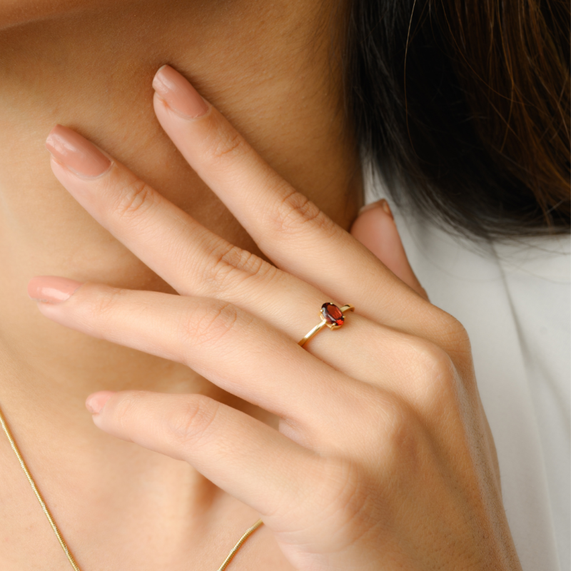 14k solid gold garnet ring gj333 2