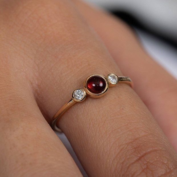14k solid gold garnet ring gj673 2