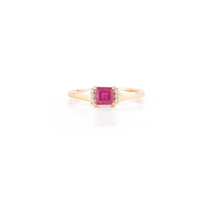 14k solid gold genuine ruby diamond engagement ring gj167 1