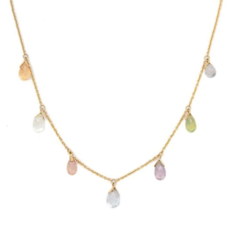 14k solid gold multi gemstone necklace gj527 1