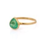 14K Solid Gold Pear Shape Emerald Ring - Image 4