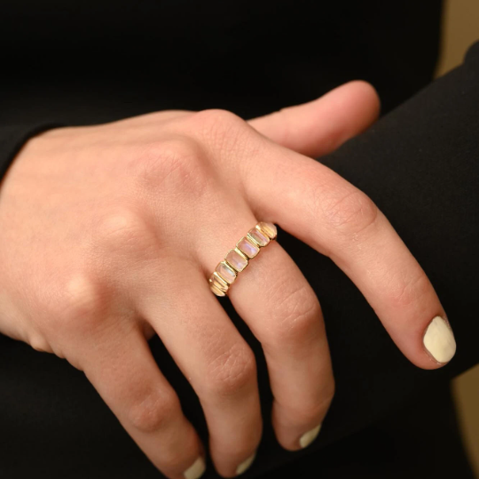 14k solid gold rainbow moonstone eternity band gj824 2