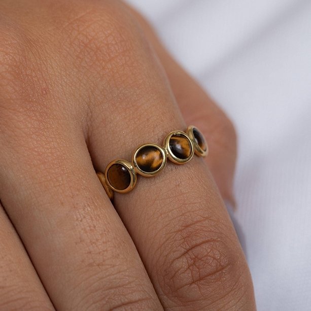 14k solid gold tigers eye eternity band gj542 2
