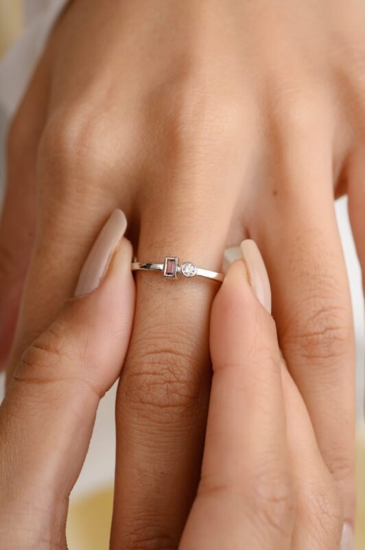 14k solid gold tourmaline diamond adjustable ring gj164 2