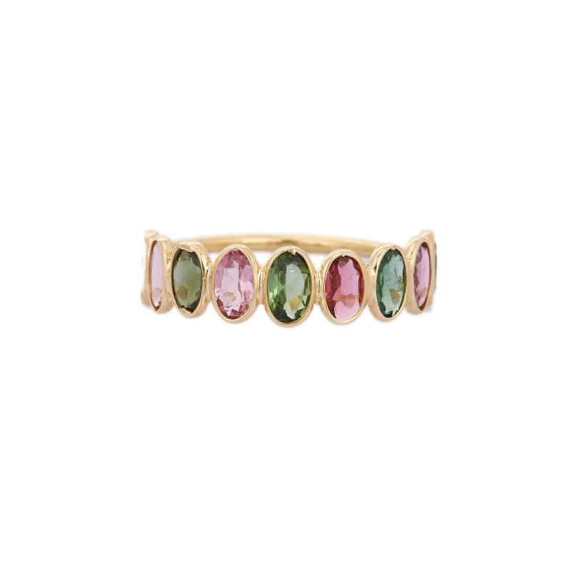 14k solid gold tourmaline half eternity band gj788 1
