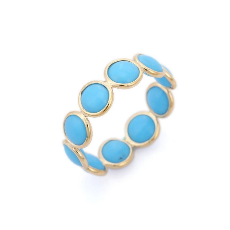 14k solid gold turquoise eternity band gj707 2