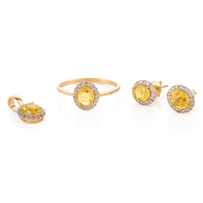 14k solid gold yellow sapphire combo jewelry set gj312 1