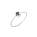 14K Solid Gold Blue Sapphire Stacking Ring - Image 3