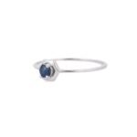 14K Solid Gold Blue Sapphire Stacking Ring - Image 4