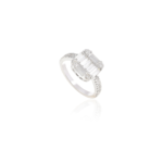 14K White Gold Natural Diamond Baguette Ring - Image 2