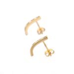 14K Yellow Gold Brown Diamond Bali Earrings - Image 3