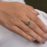 14K Solid Gold Emerald & Diamond Engagement Ring - Image 4