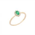 14K Solid Gold Emerald & Diamond Engagement Ring - Image 3