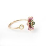 14K Solid Gold Multi Precious Gemstone Flower Ring - Image 4