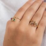 14K Solid Gold Ruby, Sapphire & Emerald Ring - Image 2