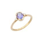 18K Solid Gold Tanzanite & Diamond Promise Ring - Image 2