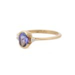 18K Solid Gold Tanzanite & Diamond Promise Ring - Image 3