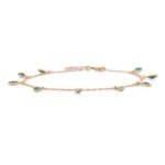 14K Solid Gold Marquise Emerald Charm Bracelet - Image 3
