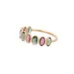 14K Solid Gold Tourmaline Half Eternity Band - Image 4