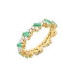 18K Solid Gold Emerald Diamond Ring - Image 2
