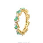 18K Solid Gold Emerald Diamond Ring - Image 3