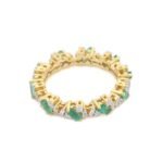 18K Solid Gold Emerald Diamond Ring - Image 4