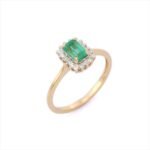 18K Solid Gold Emerald Diamond Ring - Image 2