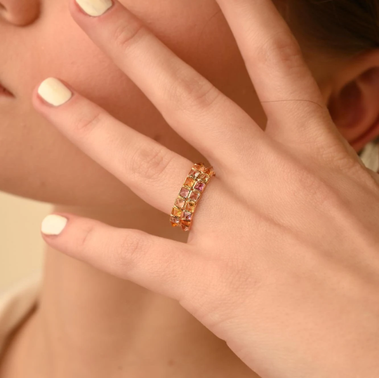 18k solid gold multi sapphire double eternity band 18gj815 2