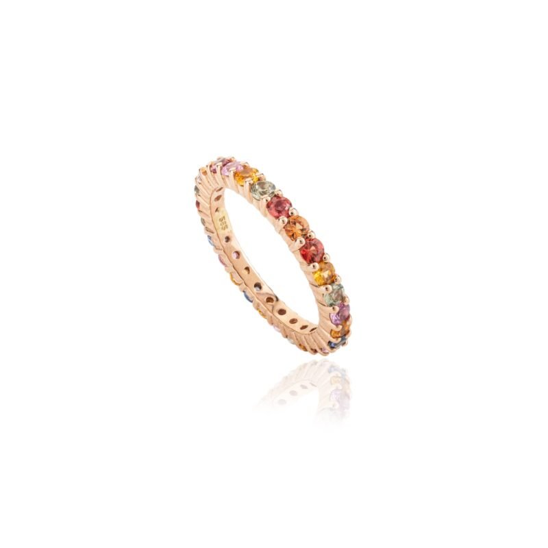 18k solid gold multi sapphire eternity band 18gj097 2
