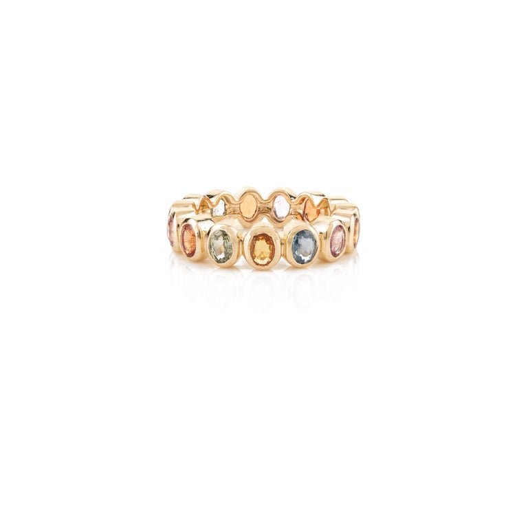 18k solid gold multi sapphire eternity band 18gj102 1