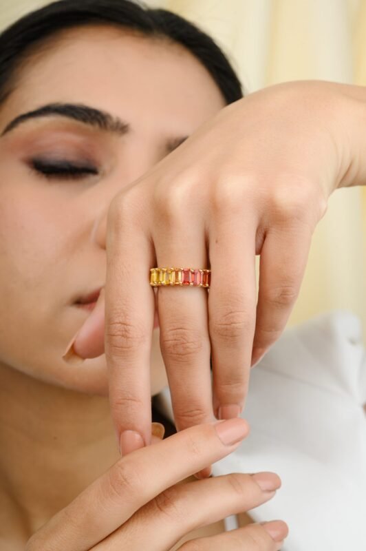 18k solid gold multi sapphire eternity band 18gj103 2
