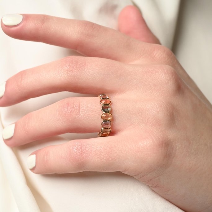 18k solid gold multi sapphire eternity band 18gj805 2