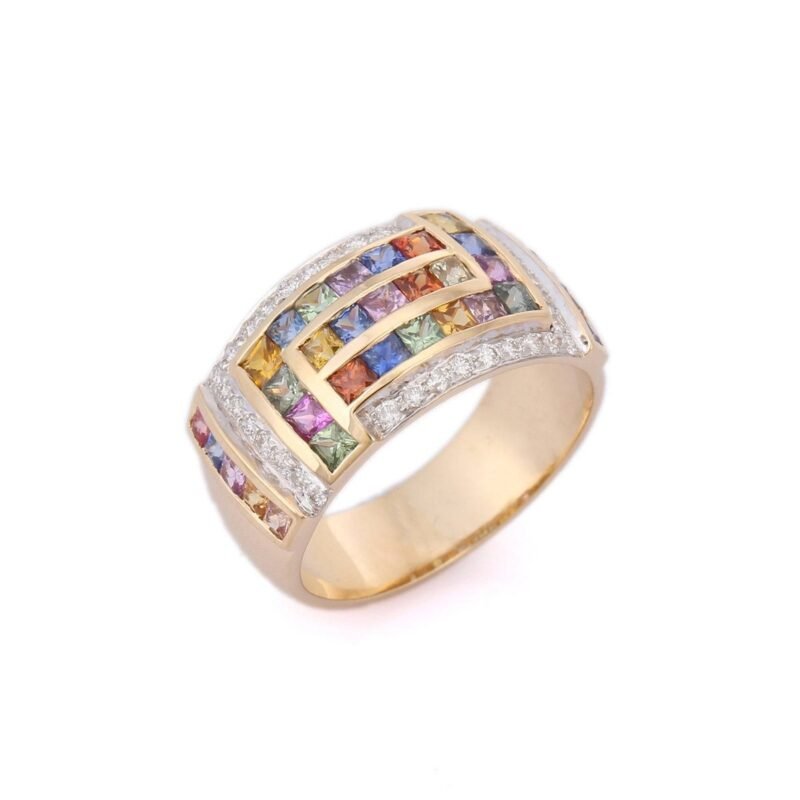 18k solid gold multi sapphire ring 18gj709 2