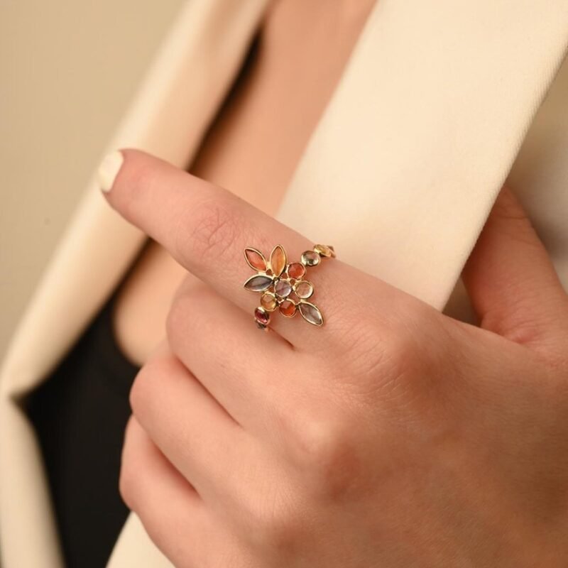 18k solid gold multi sapphire ring 18gj807 2