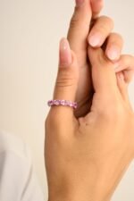 18K Solid Gold Pink Sapphire Eternity Band - Image 6