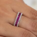 18K Solid Gold Ruby Half Eternity Band - Image 2