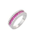 18K Solid Gold Ruby Half Eternity Band - Image 3
