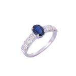 14K Solid Gold Oval Sapphire Ring - Image 2