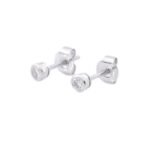 14K White Gold Tiny Natural Diamond Studs - Image 3