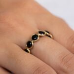14K Solid Gold Black Onyx Eternity Band - Image 2