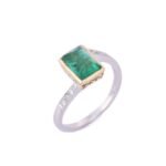 18K Solid Gold Emerald Diamond Ring - Image 2