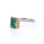 18K Solid Gold Emerald Diamond Ring - Image 3