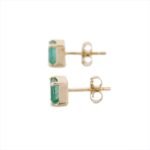 18k Solid Gold Emerald Stud Earrings - Image 3