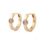 14K Yellow Gold Hoop Earrings With Blazing Diamond - Image 3