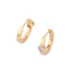 14K Yellow Gold Hoop Earrings With Blazing Diamond - Image 4